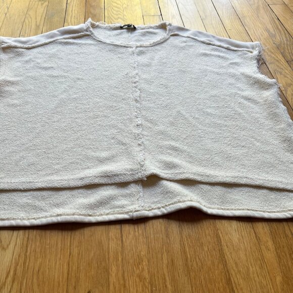 Papermoon Size S Oatmeal Fringed 100% Cotton Sleeveless Shirt - Picture 6 of 12